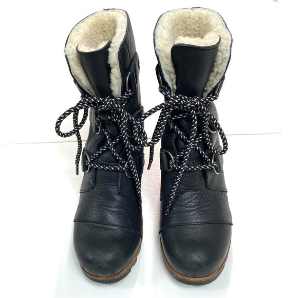 Sorel Joan Of Arctic Wedge Mid Shearling Boot in Black Size 6 NL2703-010 - Picture 2 of 14